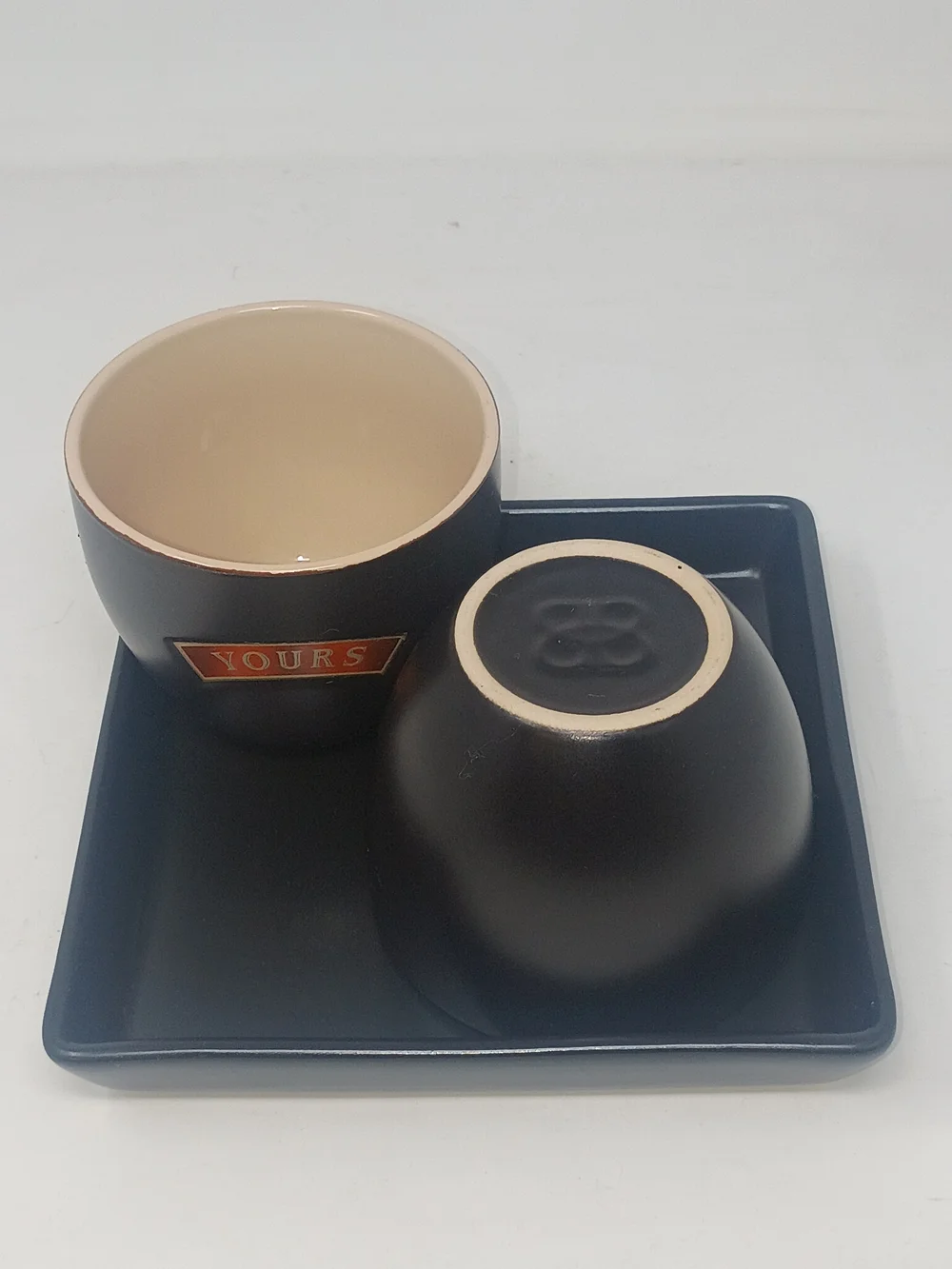 Two-Piece Ceramic Coffee Set in Black and Cream